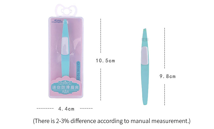 Lameila 2021 new arrvied sky blue eyebrow tweezers slanted stainless steel eyebrow clip with case A214