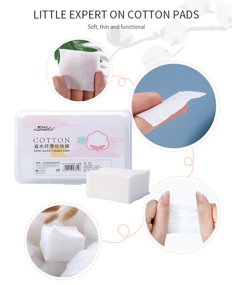 Factory direct boxed Skin-friendly water-saving slimming eco friendly face makeup remover cosmetic cotton pad CXT001