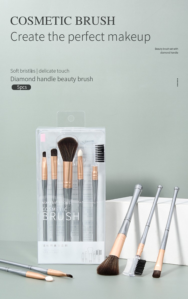 Lameila blush eye shadow eyebrow brush vegan 5pcs wholesale luxury private label makeup brushes set L0963