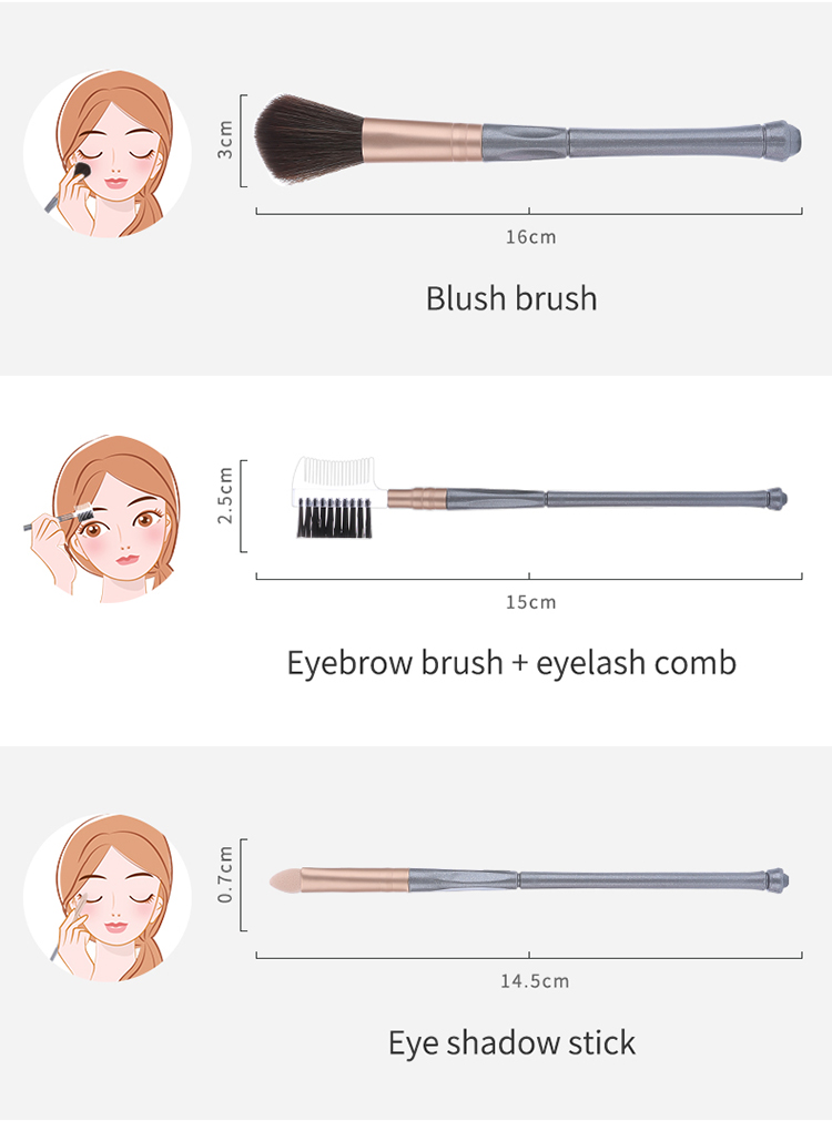 Lameila blush eye shadow eyebrow brush vegan 5pcs wholesale luxury private label makeup brushes set L0963