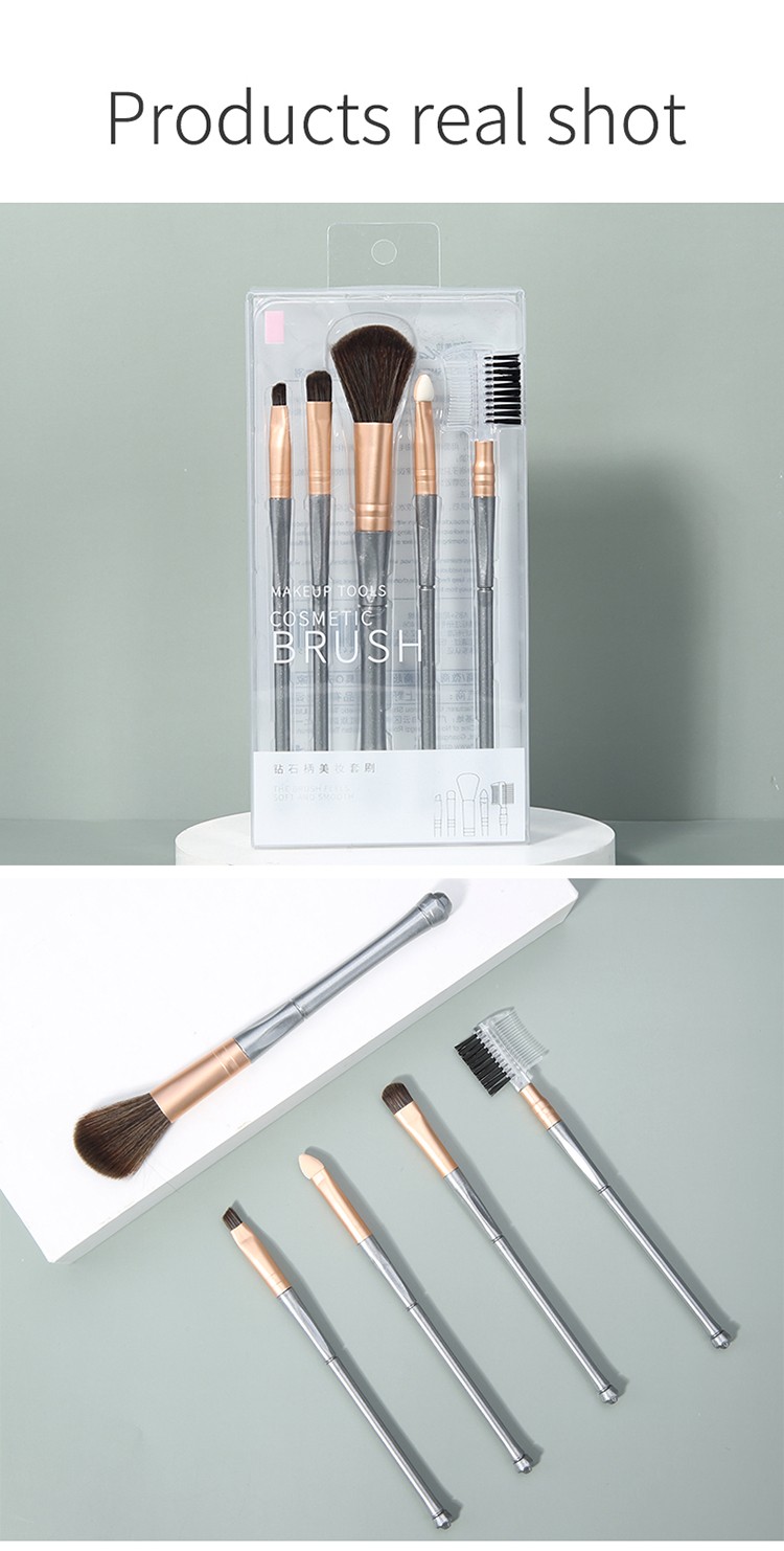 Lameila blush eye shadow eyebrow brush vegan 5pcs wholesale luxury private label makeup brushes set L0963