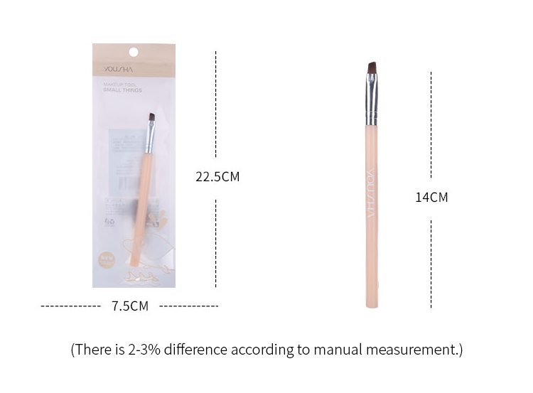 Yousha Sustainable Eyebrow Oblique Brush Nylon Hair Pretty Private Label Scrub Brushes Portable Single Makeup Lip Brush YC008