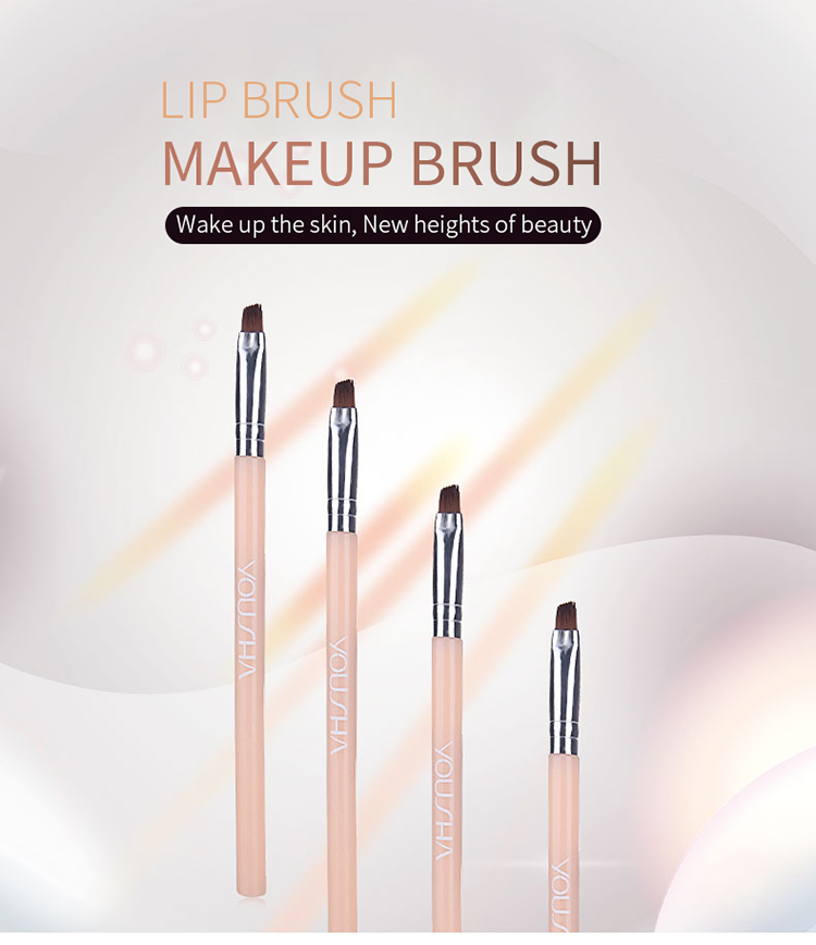 Yousha Sustainable Eyebrow Oblique Brush Nylon Hair Pretty Private Label Scrub Brushes Portable Single Makeup Lip Brush YC008