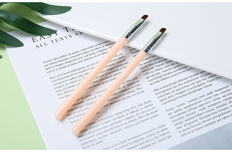 Yousha Sustainable Eyebrow Oblique Brush Nylon Hair Pretty Private Label Scrub Brushes Portable Single Makeup Lip Brush YC008