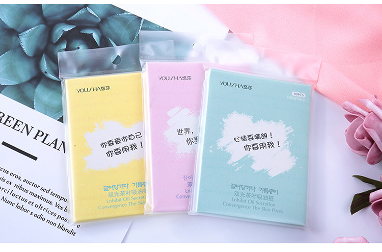 Yousha High quality facial tissue paper tea extract face oil blotting paper Yu007