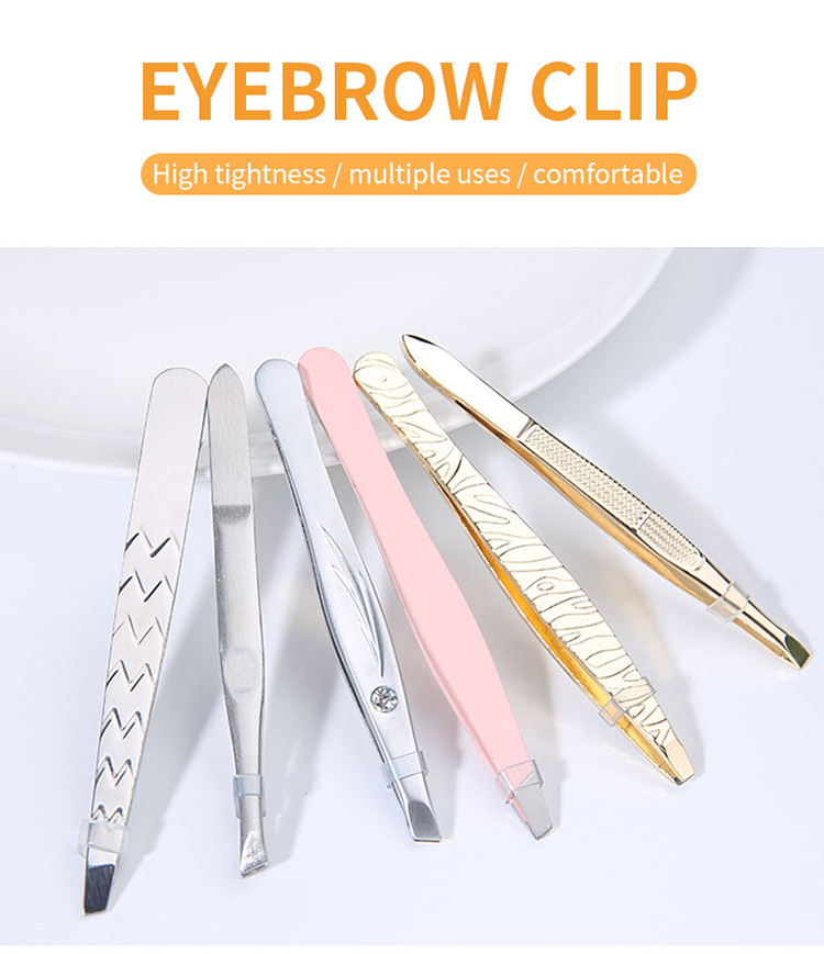 Custom Private Label Stainless Steel Gold Eyebrow Eyelash Extension Tweezers MLM-D500