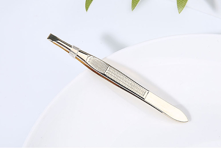 Custom Private Label Stainless Steel Gold Eyebrow Eyelash Extension Tweezers MLM-D500