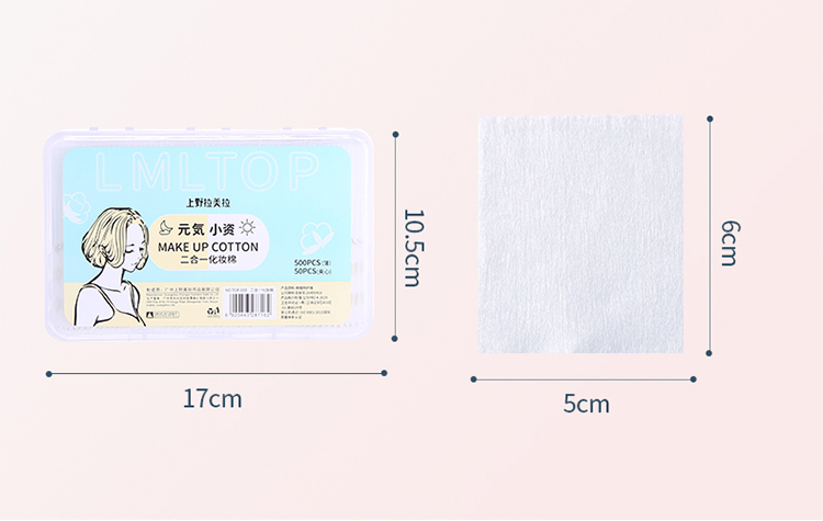 LMLTOP Lint-free 100% pure cotton pads TOP-008 500pcs thin 50pcs sandwich cotton pad set for makeup disposable makeup clean pad