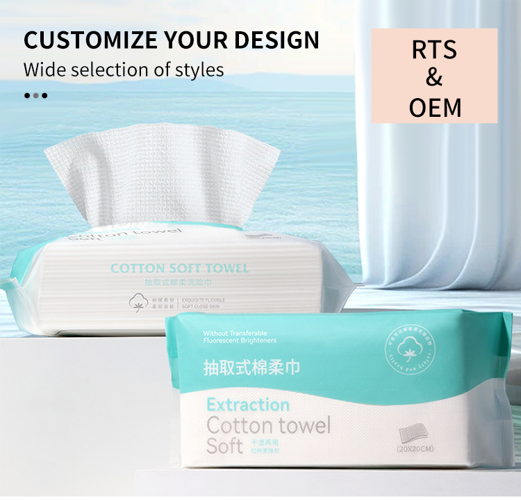 LMLTOP 100% cotton disposable  face tissues ultra soft facial tissues travel extractable facial cleansing cotton towel B375 B376