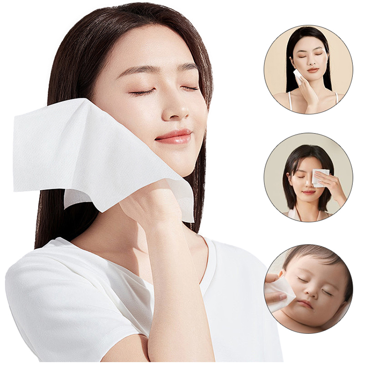 LMLTOP 100% cotton disposable  face tissues ultra soft facial tissues travel extractable facial cleansing cotton towel B375 B376