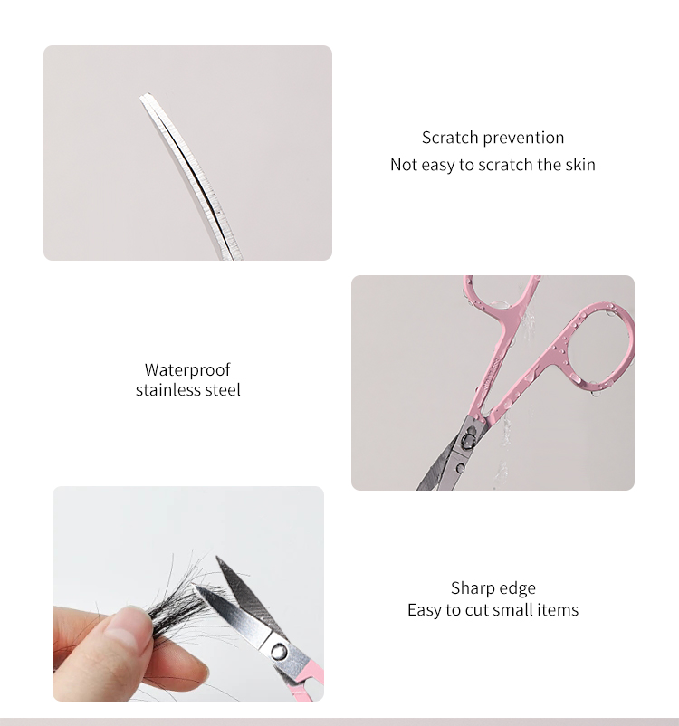 LMLTOP Point Curved Tip Stainless Eyebrow Trimmer Scissor SY557 OEM Nail Cuticle Manicure Scissors Colorful Beauty Scissor