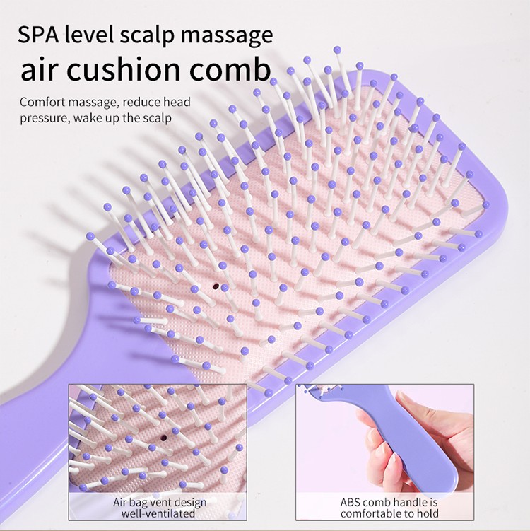 LMLTOP Wholesale Wide Tooth Tangle Teezer Hair Brush SY759 Airbag Cushion Paddle Brush Custom Plastic Scalp Massage Comb