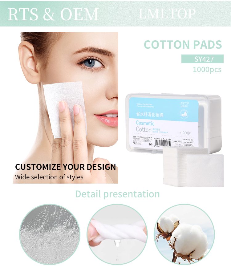 Shangye Factory 1000pcs Eco-friendly Cotton Pad Facial Thin Cosmetic Disposable Face Cleansing Makeup Remover Pads Private Label