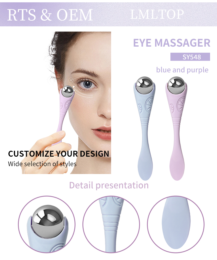 LMLTOP Delicate Eye Massager Roller Skin Care Manual Beauty Tools Eye ABS Handle Stainless Steel Ball Massage Roller For Eyes