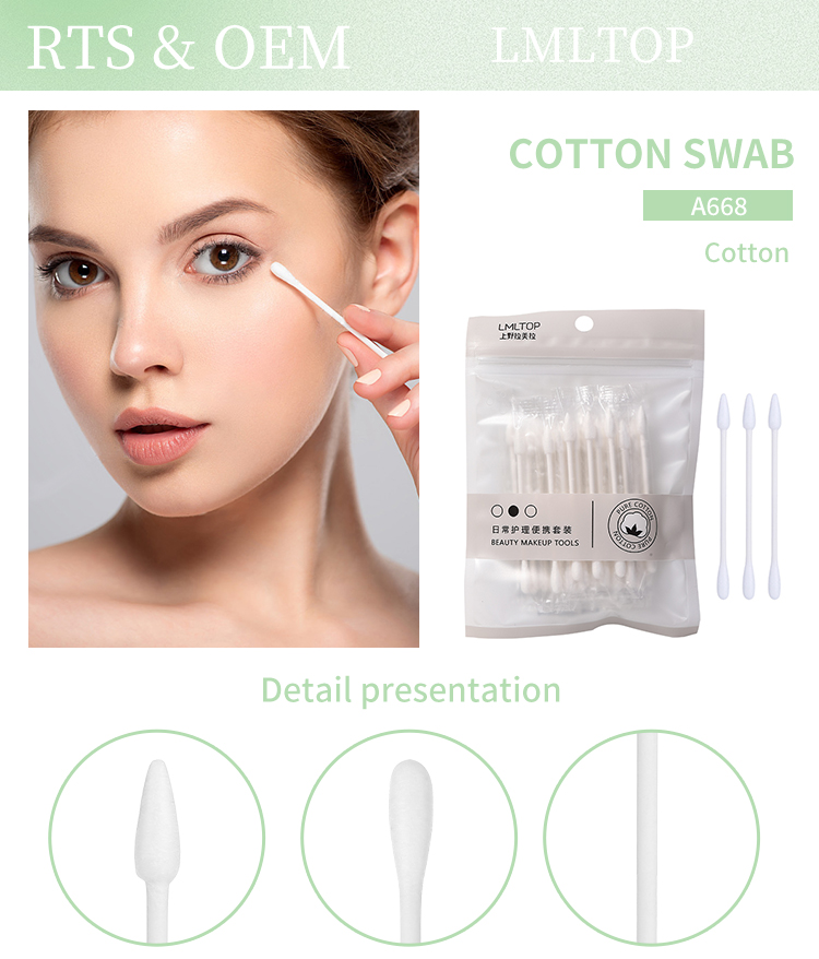 LMLTOP Portable 30pc/set Individual Cotton Bud Cleansing double head paper stick disposable Cotton Disposable Nursing Swab