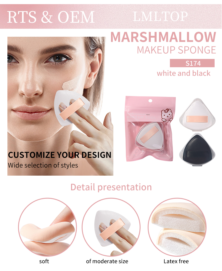 Silubi Fluffy Marshmallow Sponge Makeup Thick Puff Triangle Round Shape High Elastic Soft Facial Air Cushion Puff with box