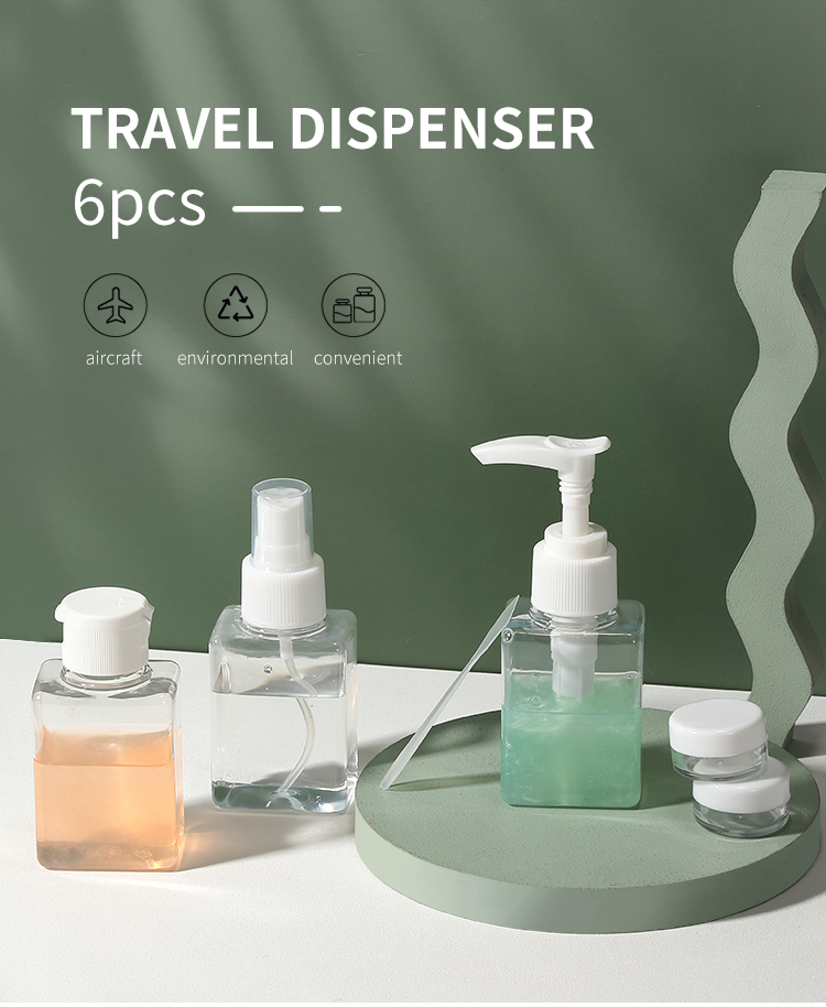 Cheap Price 10ml 80ml Transparent Plastic Bottles 6pcs Travel Personal Care Cream Bottle Cosmetic Pump Spray Bottle Set SY1038