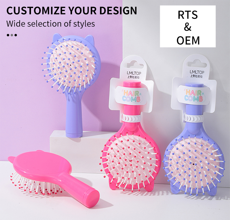 LMLTOP Fashion anti-static smooth cartoon girl air cushion comb Cat ears cute scalp massage comb fluffy hair airbag brush Comb