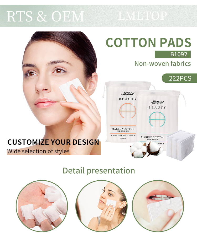 222pcs disposable cosmetic facial organic cotton pad makeup remover pads B1092