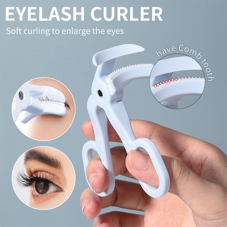 LMLTOP Custom Logo Long-lasting Lash Curlers Cosmetic Double Layer Press Plastic wide-angle Eyelash Curling Tool Eyelash Curler