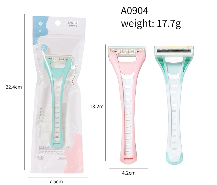 Lmltop New Design Premium Reusable Hair Removal Shaver Razor Two Blade Safety Disposable Non-Silp Shaving Razor For Women A0940