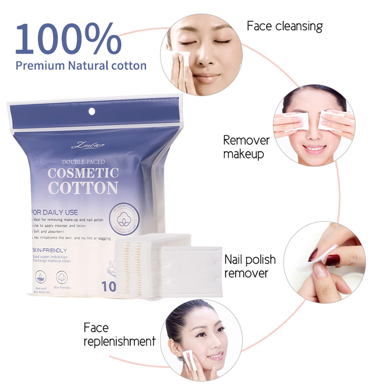 LMLTOP Disposable Premium Quadrate Makeup Remover Cotton Pad Nonwoven 100pcs Cosmetic Soft Cleaning Cotton Pads For Skin Care