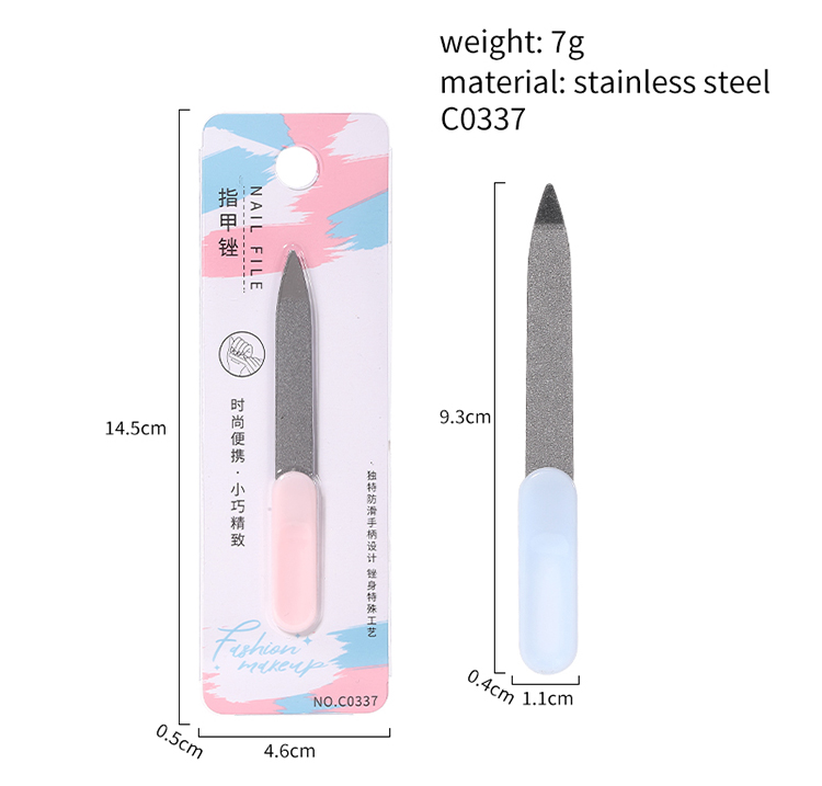 LMLTOP Wholesale Manicure Beauty Tool Nail Polishing File Mini Pink Handle Custom Oem Small Metal Craft Nail File C0337