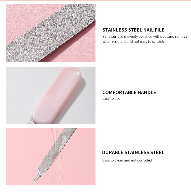 LMLTOP Wholesale Manicure Beauty Tool Nail Polishing File Mini Pink Handle Custom Oem Small Metal Craft Nail File C0337