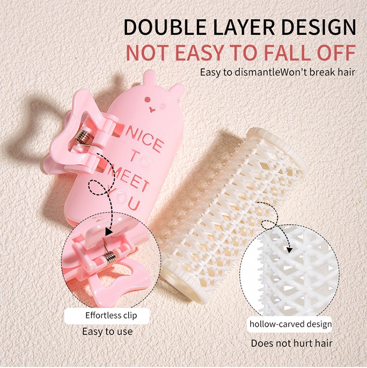 LMLTOP New design Hair Styling Tools 2PCS Small Size Plastic Natural Curl Rabbit Shape Private Label Hair Curler Roller SY1019