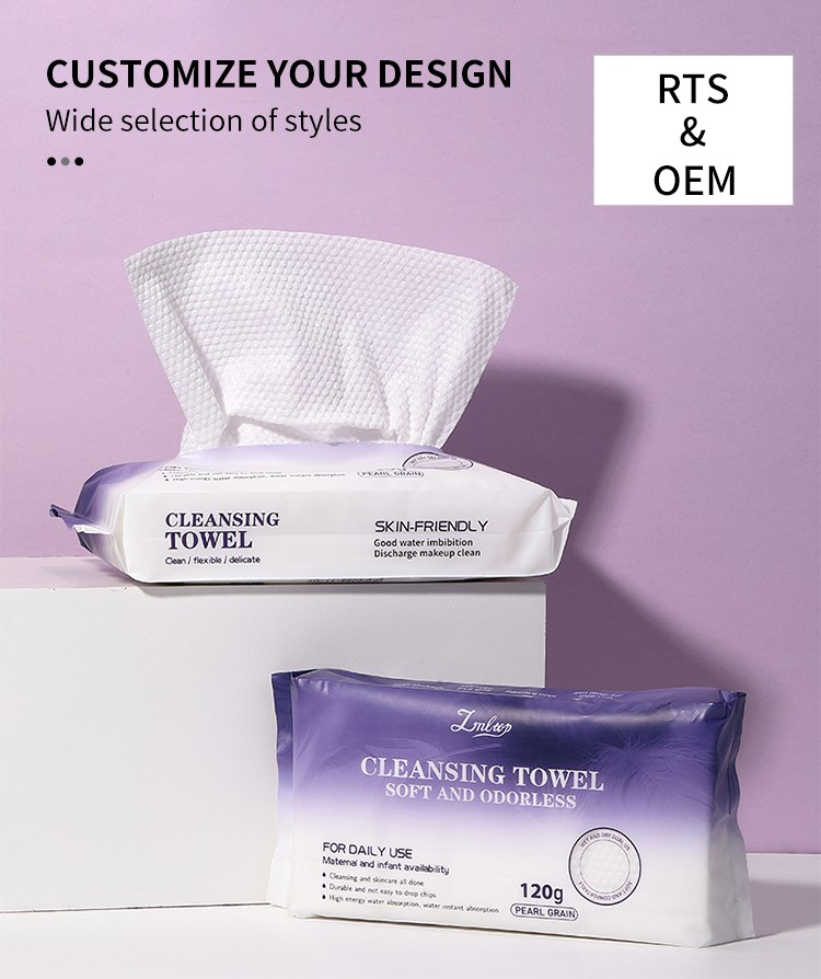 LMLTOP Low MOQ Disposable Soft Cleansing cotton tissue OEM facial soft tissue cotton dry wet face facial cotton towels SY459