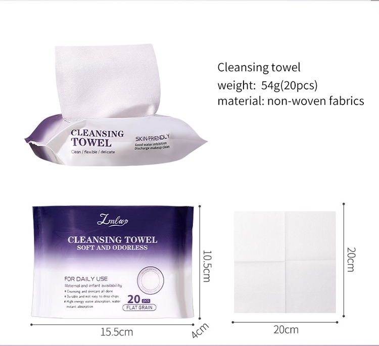 Wholesale cheap price 20pcs/bag cotton tissues Custom Wash And Hypoallergenic Non-woven Face Cleaning Towel For travel SY454