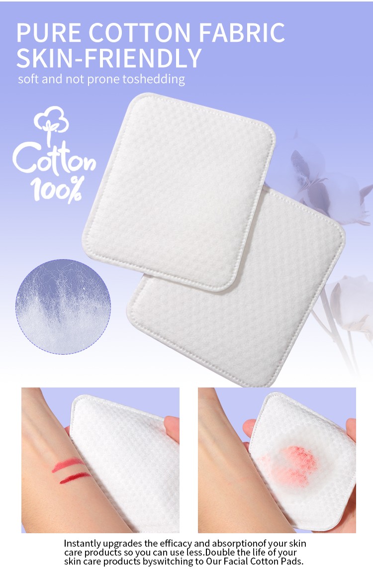 Premium Square Cotton Pads Pure Cotton Plus 100-pieces skin-friendly Pressed pearl Cotton pad Makeup Remover Pads For Lady SY465