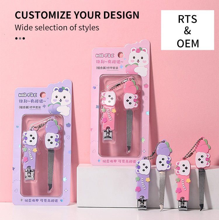 LMLTOP Custom Logo Mini Cute 2-Piece Nail Clipper Kit Stainless Steel Travel Manicure Set Gift Nail Cutter with Nail file SY563