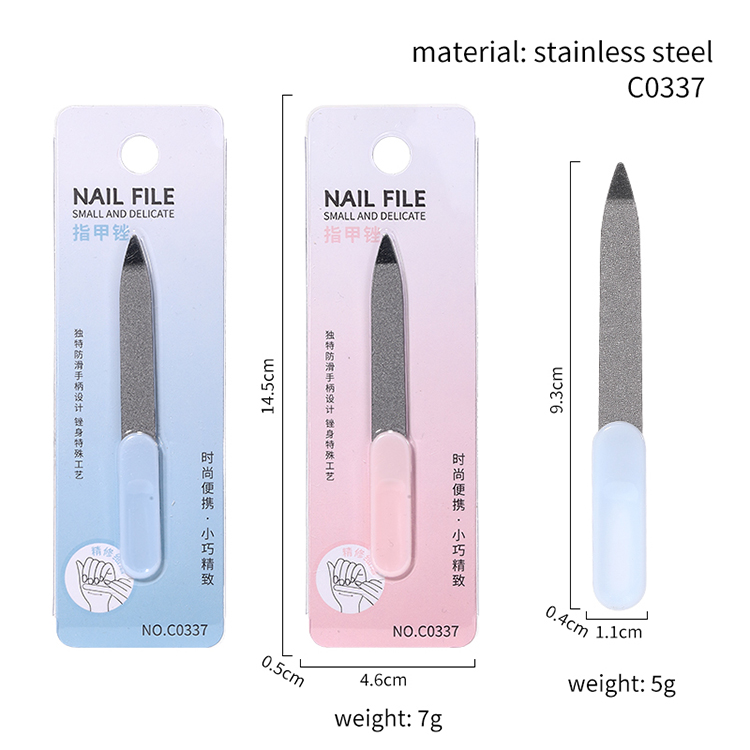 LMLTOP Wholesale Manicure Beauty Tool Nail Polishing File Mini Pink Handle Custom Oem Small Metal Craft Nail File C0337