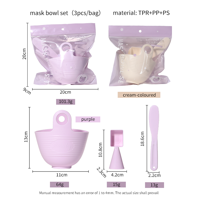 LMLTOP New Arrival Eco-friendly Diy Face Mask Silicone Stick Spatula Mixing Bowl Flexible Beauty Spa Facial Mask Bowl Set SY445