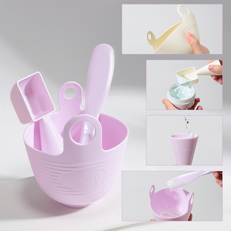 LMLTOP New Arrival Eco-friendly Diy Face Mask Silicone Stick Spatula Mixing Bowl Flexible Beauty Spa Facial Mask Bowl Set SY445