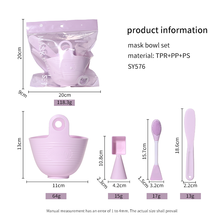 LMLTOP Custom Logo Silicone Mask Bowl Set Mask Brush Spoon Bowl Suit Applicator Diy 4 Pcs Spa Facial Mask Mixing Bowl Kit SY576