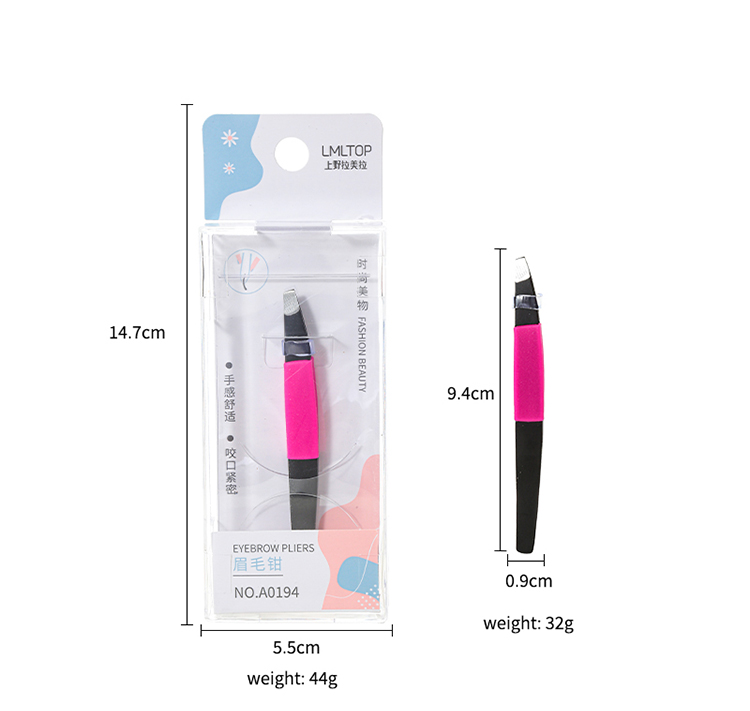 LMLTOP Fashion Pink Beauty Tweezers Wholesale Volume Stainless Steel Eyelash Extension Eyebrow Tweezers A0194