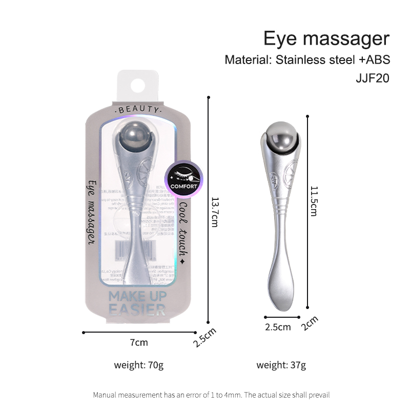 New Silver Ice Massage Cooling Eye Roller Stick Portable Anti-aging Facial Stainless Steel Ice Globes for Beauty Skin Care JJF20