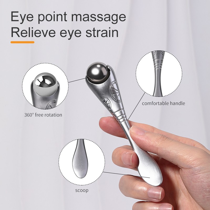 New Silver Ice Massage Cooling Eye Roller Stick Portable Anti-aging Facial Stainless Steel Ice Globes for Beauty Skin Care JJF20