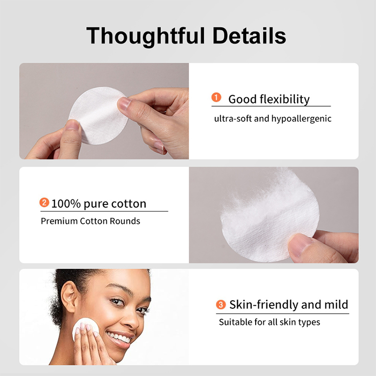 Popular Products Organic Reusable Pure Facial Cosmetic Round Cotton Pads SY488 SY489 SY490Soft Makeup Remover Pad Cleaning Cotton Toner Pad