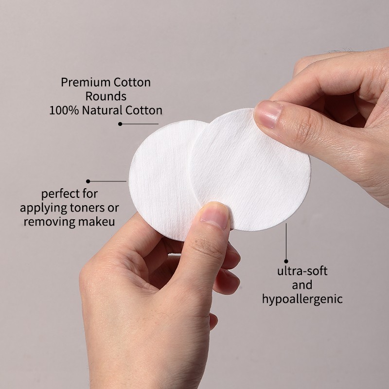 Multi-layer High Absorbency Organic Facial Cotton Pad SY482 SY483 SY484 Circular Pattern Cleaning Pad Soft Pure Makeup Remover Pads