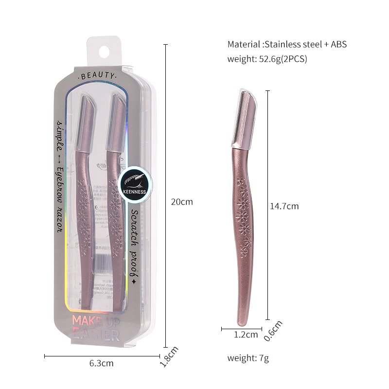 Metal Color handle Women Facial eyebrow trimmer kit JJF08 Safe Shaver Razor Stainless Steel Eyebrow Razor Set