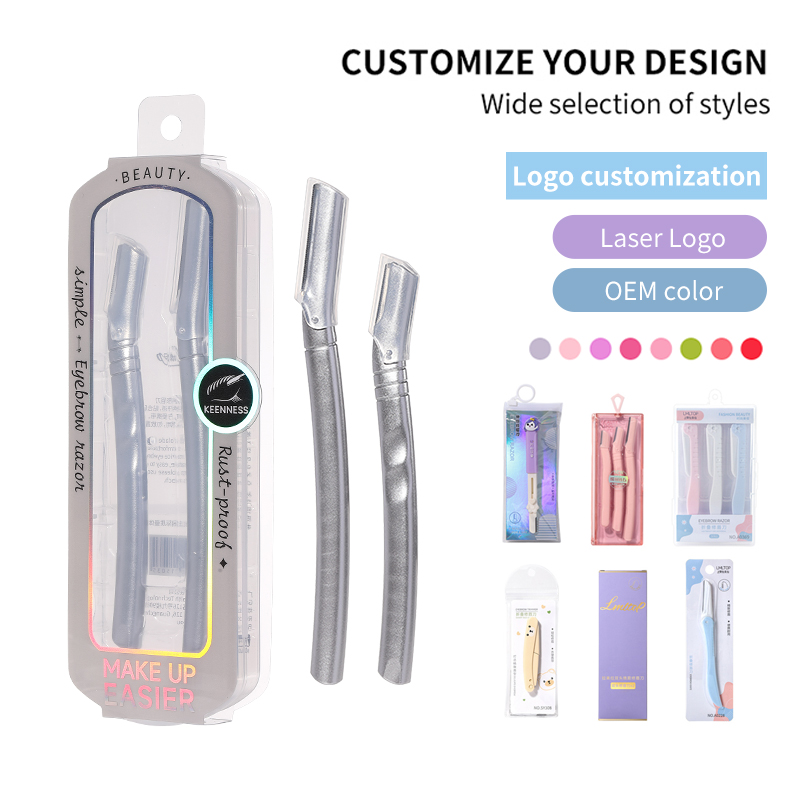 High Quality Safe Stainless Steel Pen Blade Eyebrow Trimmer JJF09 Make Up Tool Silver Handle Facial Hair Remover Beauty Razors