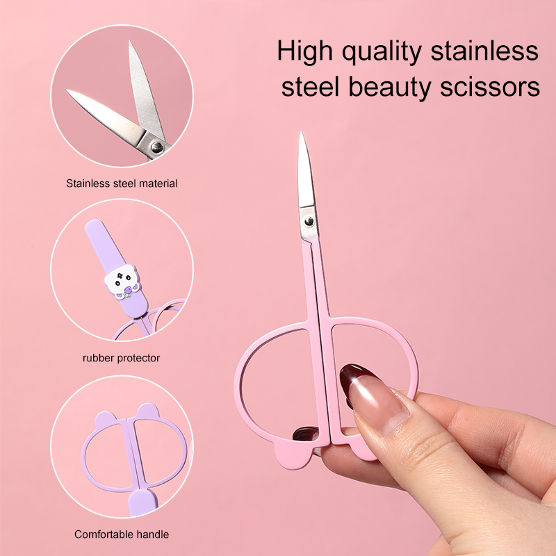 Stainless Steel Face Hair Trimmer Eyebrow Scissor Set SY562  Curved Facial Nose Polish Nail Safe Beauty Eyebrow Trimming