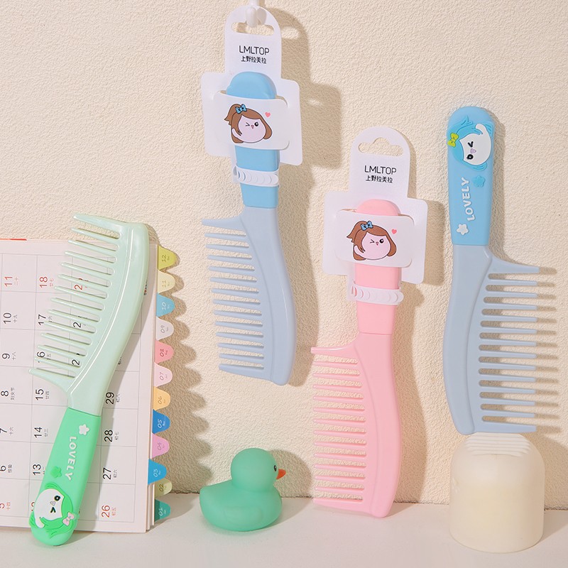 LMLTOP Catron Cute Plastic Anti Static Hair Comb Brush SY753 Wide Teeth Detangling Brush For Curly Hair Style Scalp Massage Comb