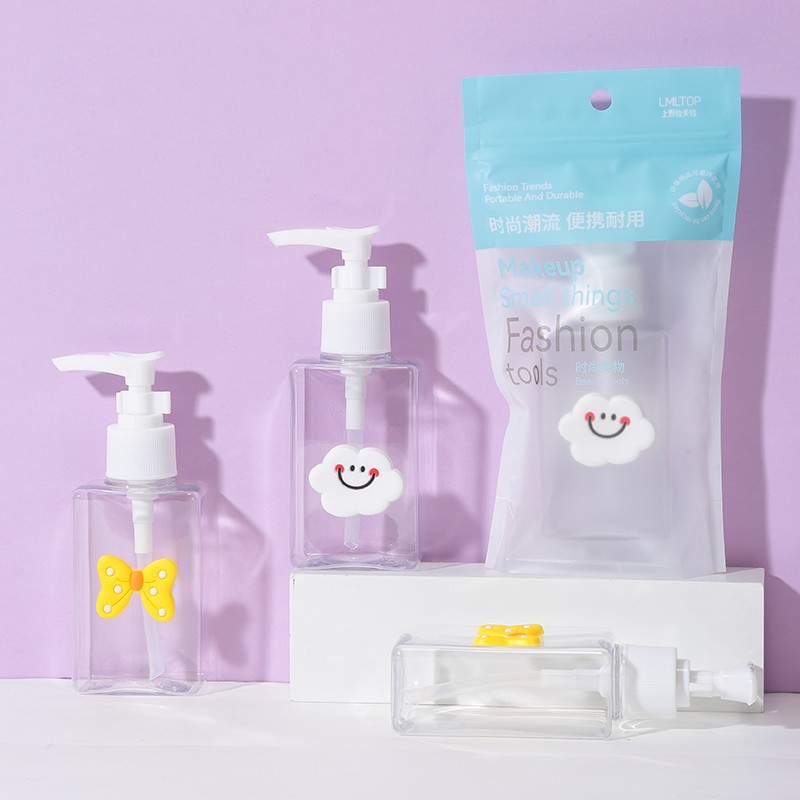 LMLTOP 80ml 100ml PET Transparent Pump Bottle Square Shape Cosmetic Shampoo Lotion Hand Sanitizer Plastic Empty Bottle LM740