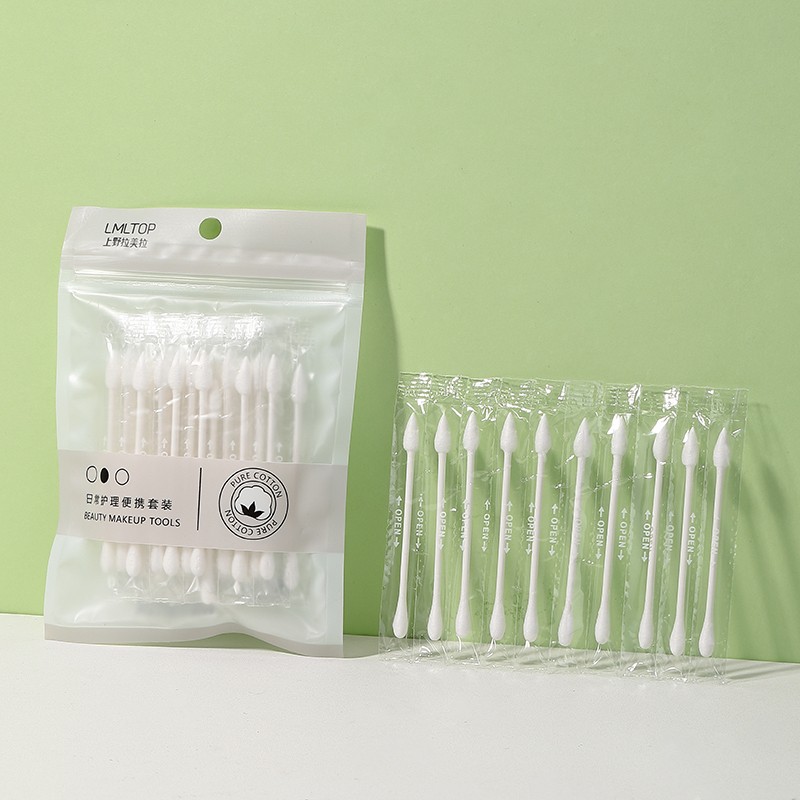 LMLTOP Portable 30pc/set Individual Cotton Bud Cleansing double head paper stick disposable Cotton Disposable Nursing Swab