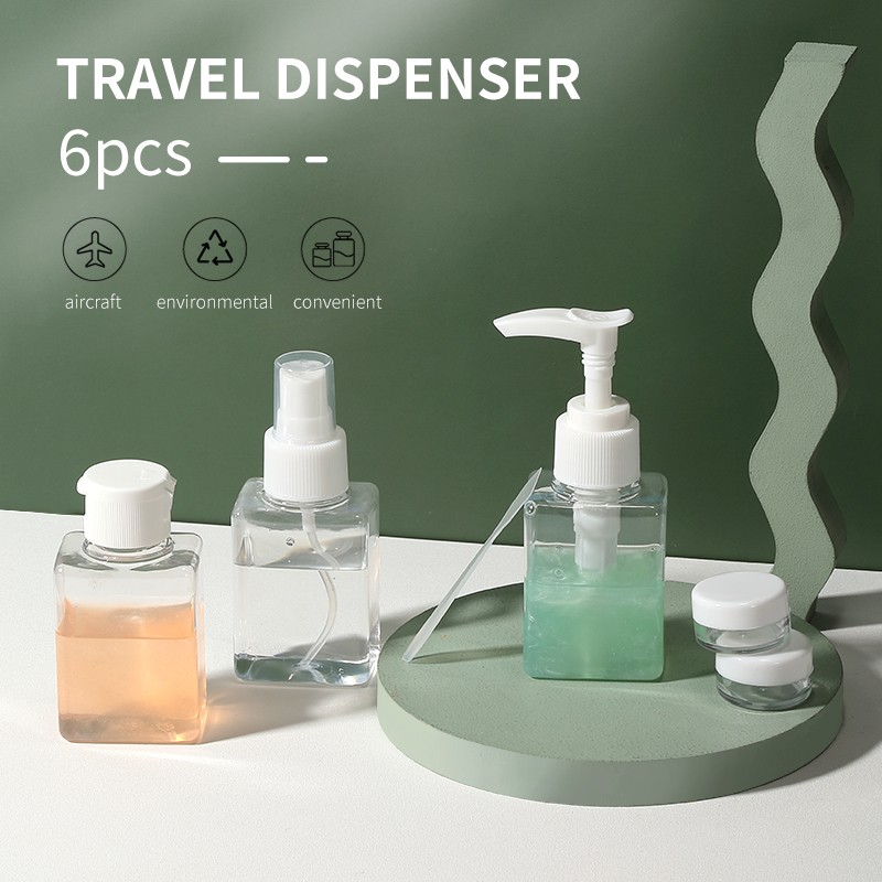 Cheap Price 10ml 80ml Transparent Plastic Bottles 6pcs Travel Personal Care Cream Bottle Cosmetic Pump Spray Bottle Set SY1038