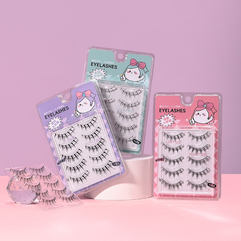 LMLTOP 5 Pairs Natural False Full Strip Eyelash Private Label Package Box Mink Eyelash DIY Faux Mink Eye Lashes SY917-ABC